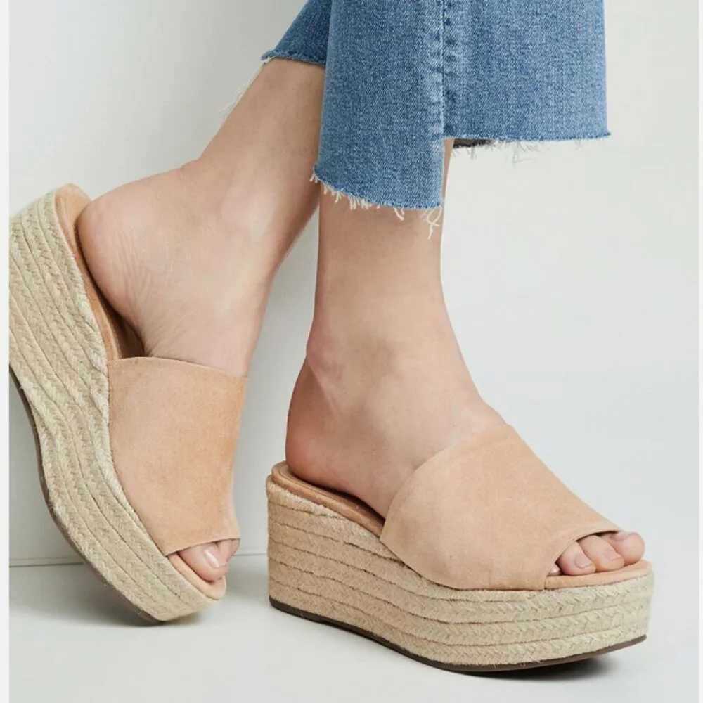 Schutz Thalia Platform Espadrilles in Honey Beige